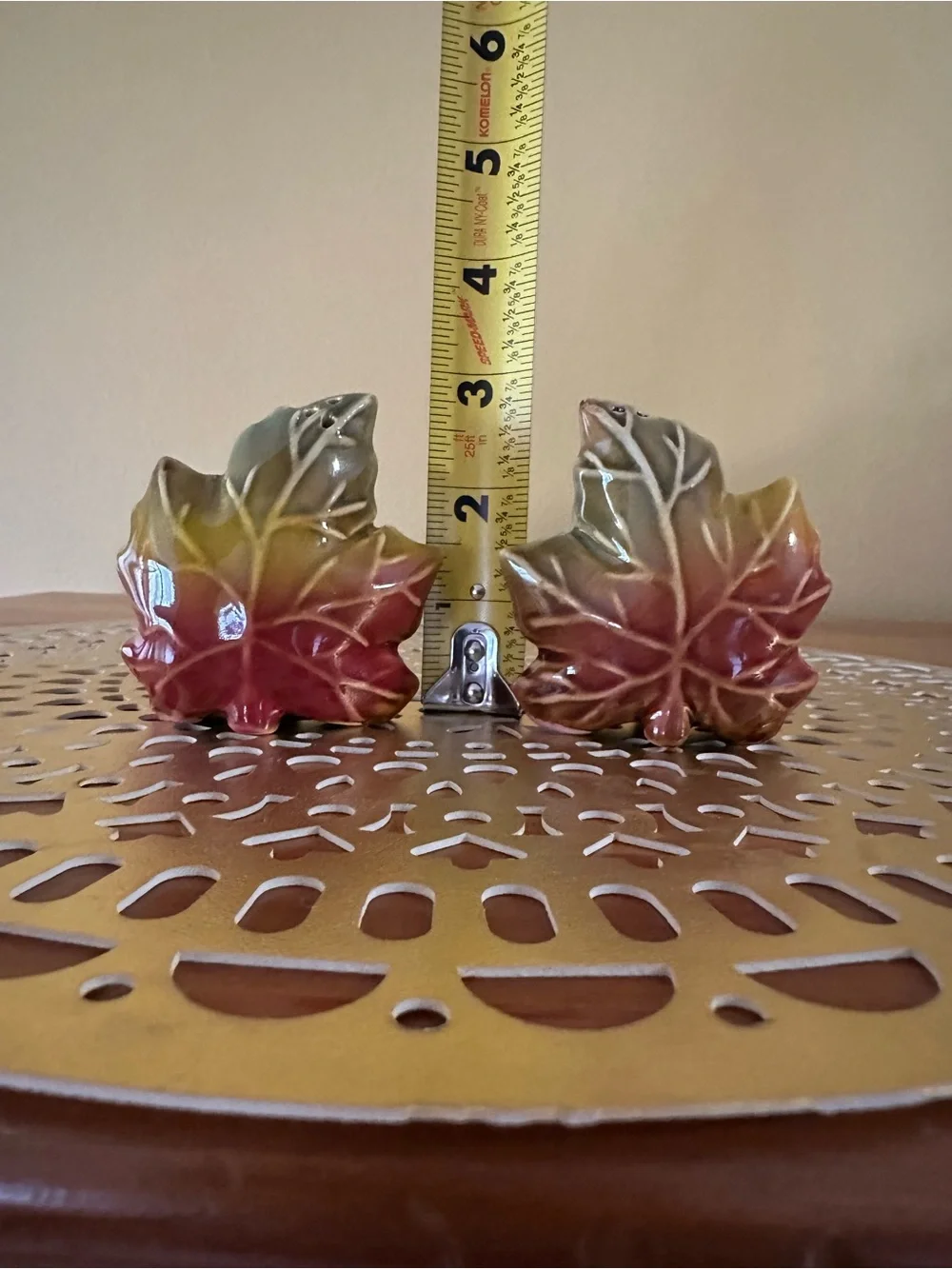 Autumn Leaf Ceramic Salt and Pepper Shakers - Multi colored perfect for Fall
